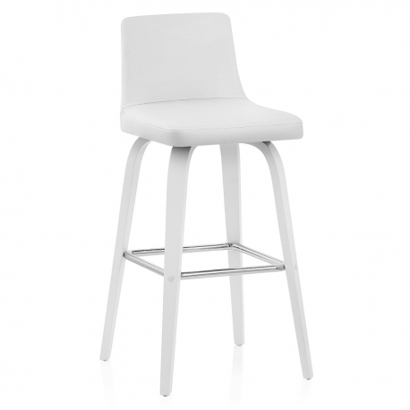 Kunstleder Holzbarhocker - Charlotte Weiß