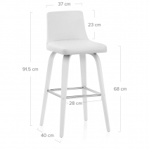 Kunstleder Holzbarhocker - Charlotte Weiß