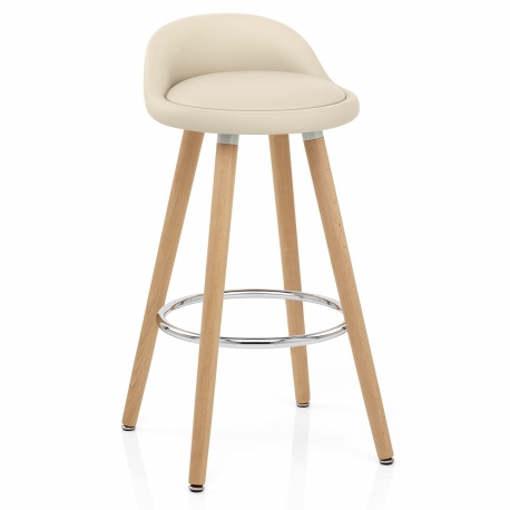 Kunstleder Holzbarhocker - Jive Beige