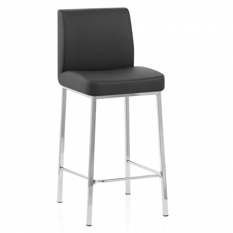 Kunstleder Barhocker Chrom - Pacino Schwarz