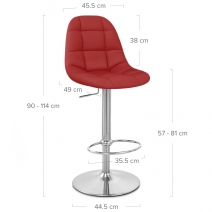 Kunstleder Barhocker Gebürstet - Rochelle Rot
