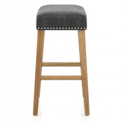 Holzbarhocker Eiche Stoff - Audley Grau