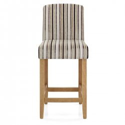 Stoff Holzbarhocker Braun/Beige Gestreift - Carter