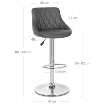 Kunstleder Barhocker Chrom - Stitch Grau