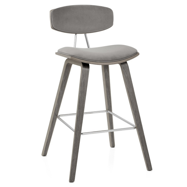 Henley Bar Stool Grey Velvet