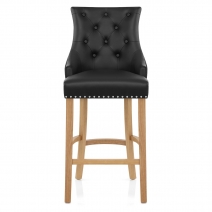 Lederfaserstoff Barhocker - Ascot - Eiche Schwarz