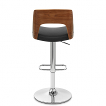 Echtleder Holzbarhocker Chrom - Carmen Schwarz