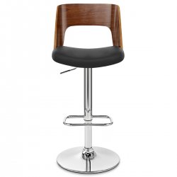 Echtleder Holzbarhocker Chrom - Carmen Beige