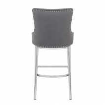 Samt Barhocker Chrom - Grange Grau
