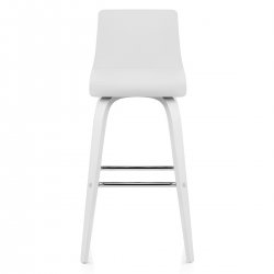 Kunstleder Holzbarhocker - Charlotte Weiß