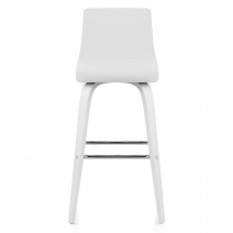 Kunstleder Holzbarhocker - Charlotte Weiß