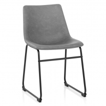 Kunstleder Stuhl - Bucket Grau
