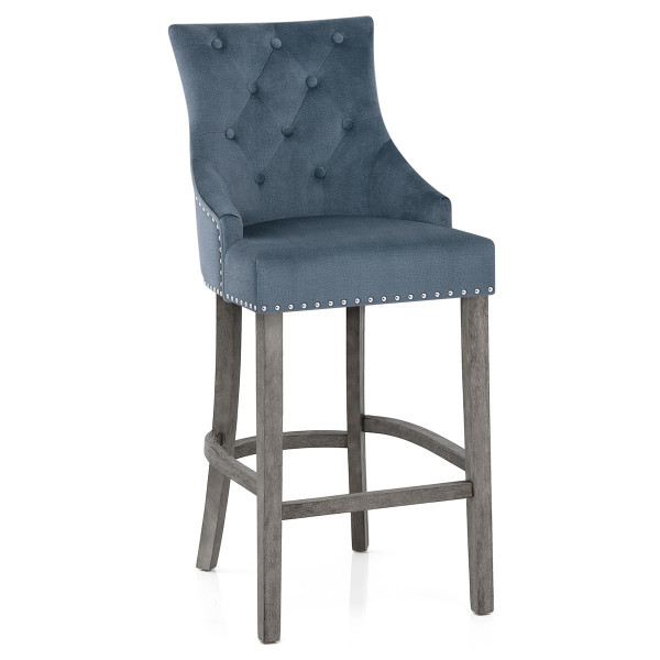 Stoff Barhocker Grau - Ascot Blau