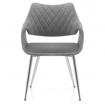 Samt Esszimmerstuhl Chrom - Fairfield Grau