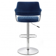 Samt Barhocker Chrom - Skyline Blau