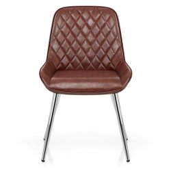 Kunstleder Esszimmerstuhl Antik Chrom - Lincoln Blau