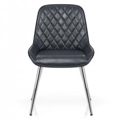 Kunstleder Esszimmerstuhl Antik Chrom - Lincoln Blau