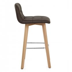 Holzbarhocker Echtleder - Hex Braun
