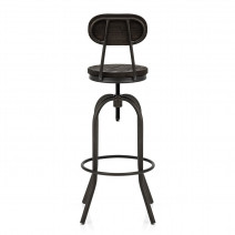Barhocker - Dunkler Holzsitz - Vintage Swivel