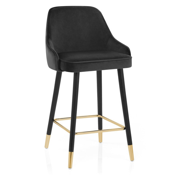 Samtbarhocker Gold - Glam Schwarz Samtbarhocker Gold - Glam Schwarz