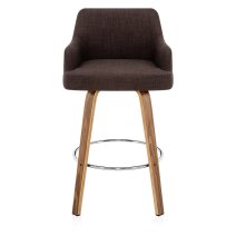 Holzbarhocker Kunstleder Stoff - Dino Walnuss