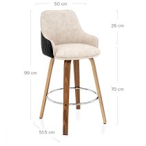 Holzbarhocker Kunstleder Stoff - Piper Walnuss