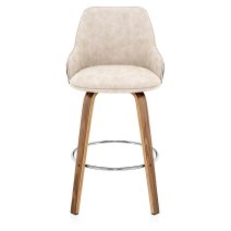 Holzbarhocker Kunstleder Stoff - Piper Walnuss