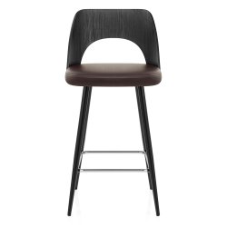 Schwarzer Holzbarhocker mit...