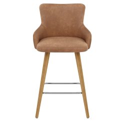 Holzbarhocker Kunstleder -...