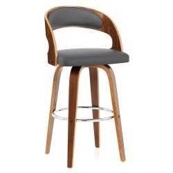 Kunstleder Holzbarhocker -...