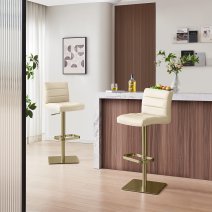 Echtleder Barhocker gebürstet Gold - Lush