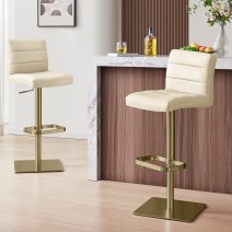 Echtleder Barhocker gebürstet Gold - Lush