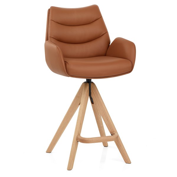 Echtleder Holz-Barhocker - Madrid