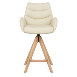 Echtleder Holz-Barhocker -...