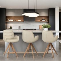 Echtleder Holz-Barhocker - Madrid
