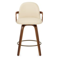 Kunstleder Holzbarhocker -...