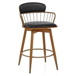 Holzbarhocker Kunstleder -...