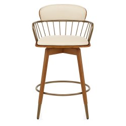 Holzbarhocker Kunstleder -...